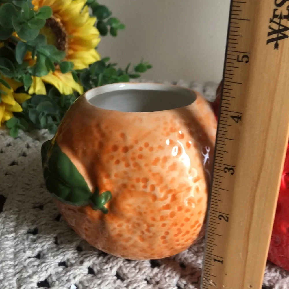 Fruit-Themed Ceramic Planter Pots Set - Orange, Red, Yellow